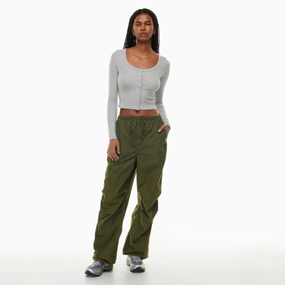 TNA Pants - Aritzia | TNA | Olive Green Parachute Cargo Pants Drawstring Utility Size M